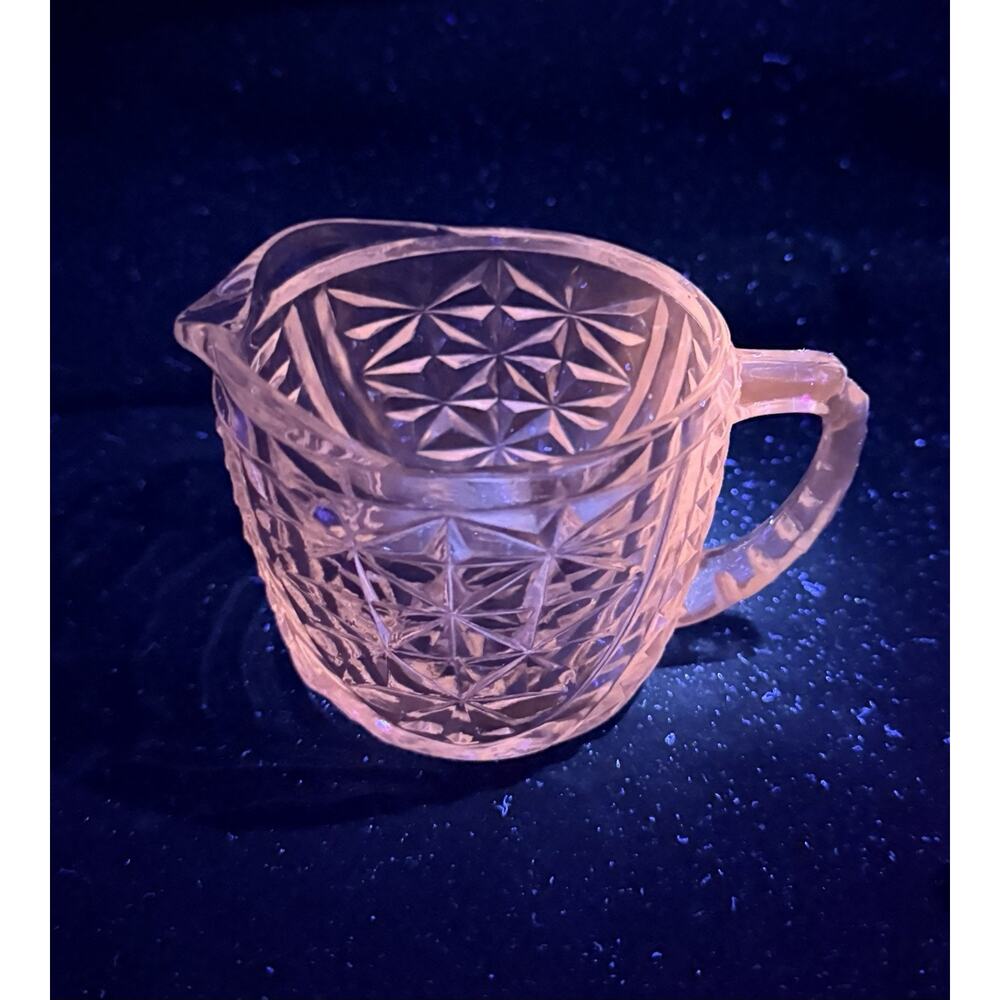 RARE VNTG Anchor Hocking Sugar & Creamer Set “Stars and Bars” UV Reactive GLOWS!